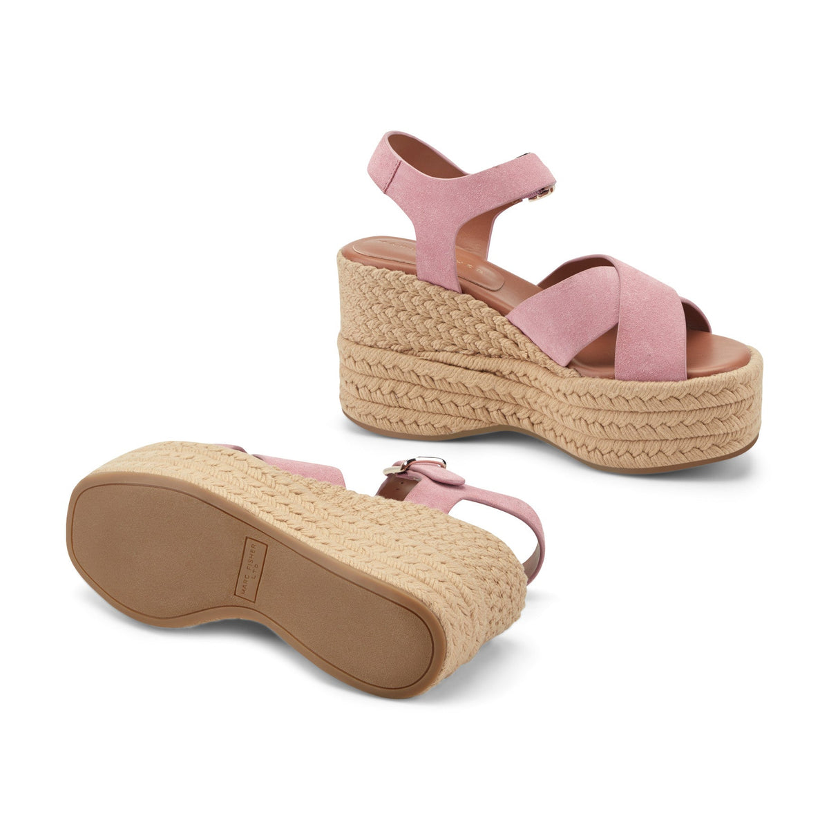 Pasion Espadrille Wedge Sandal - Pink Suede | Marc Fisher
