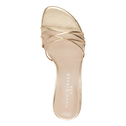 Gineva Leather Ankle Wrap Sandal - Gold Leather | Marc Fisher