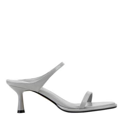 Alonde Leather Heeled Slide Sandal - Light Grey Leather | Marc Fisher