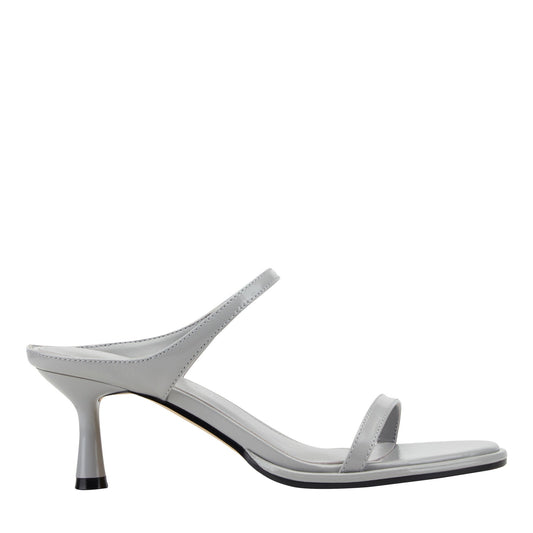 Alonde Leather Heeled Slide Sandal - Light Grey Leather | Marc Fisher