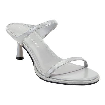 Alonde Leather Heeled Slide Sandal - Light Grey Leather | Marc Fisher