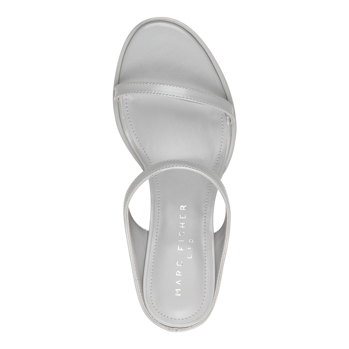 Alonde Leather Heeled Slide Sandal - Light Grey Leather | Marc Fisher