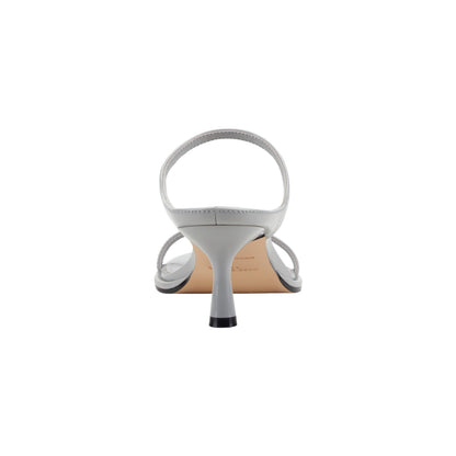 Alonde Leather Heeled Slide Sandal - Light Grey Leather | Marc Fisher