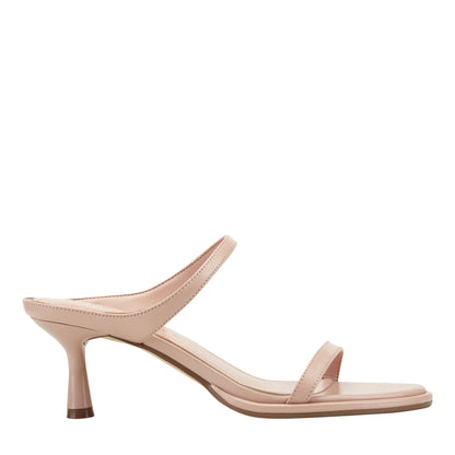 Alonde Leather Heeled Slide Sandal - Light Natural Patent Leather | Marc Fisher