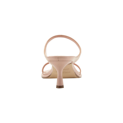Alonde Leather Heeled Slide Sandal - Light Natural Patent Leather | Marc Fisher