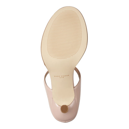 Alonde Leather Heeled Slide Sandal - Light Natural Patent Leather | Marc Fisher
