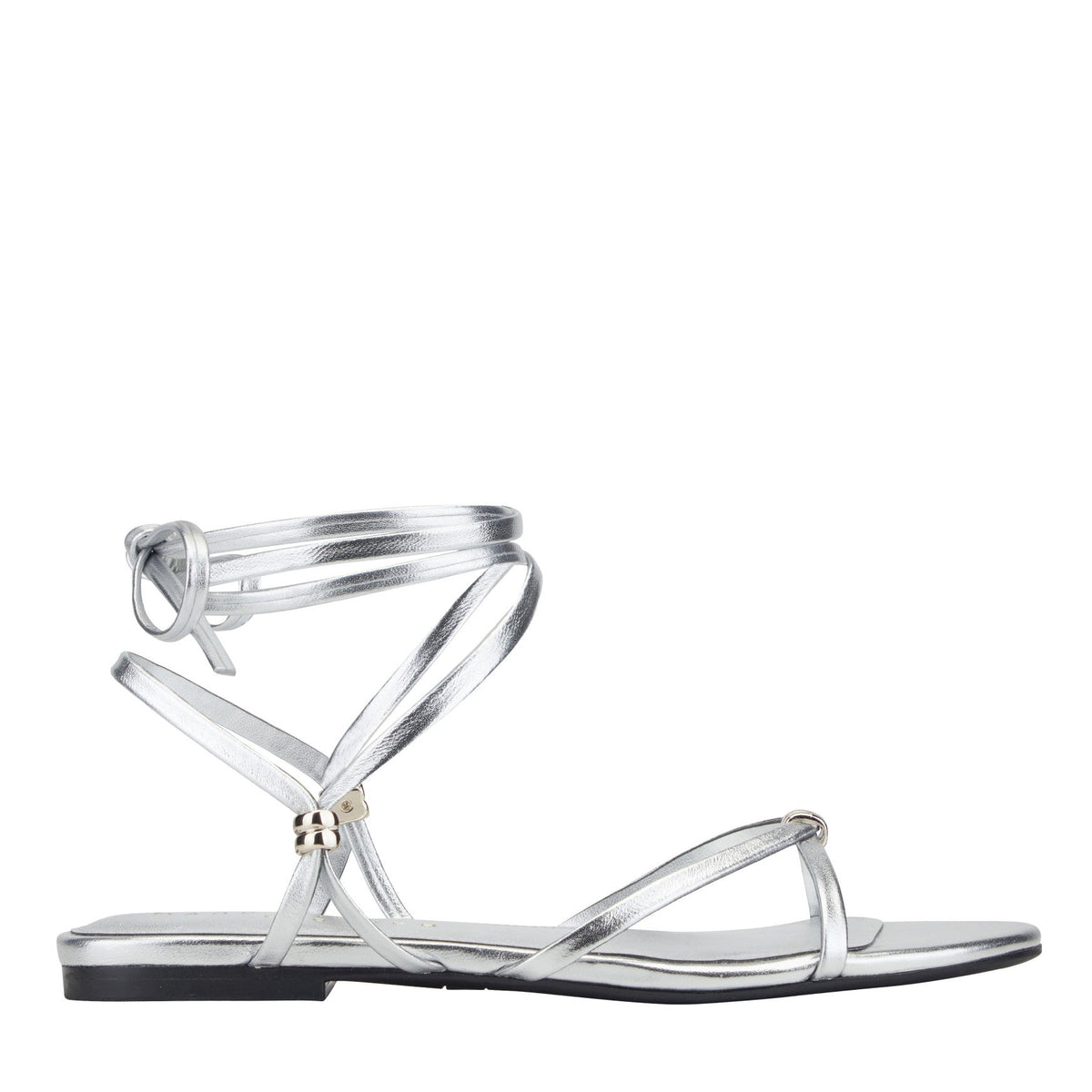 Este Ankle Wrap Leather Sandal - Silver Leather | Marc Fisher