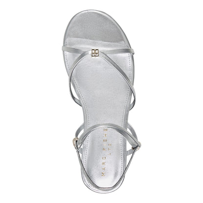 Este Ankle Wrap Leather Sandal - Silver Leather | Marc Fisher