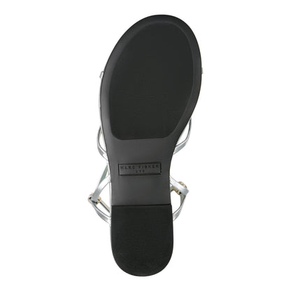 Este Ankle Wrap Leather Sandal - Silver Leather | Marc Fisher