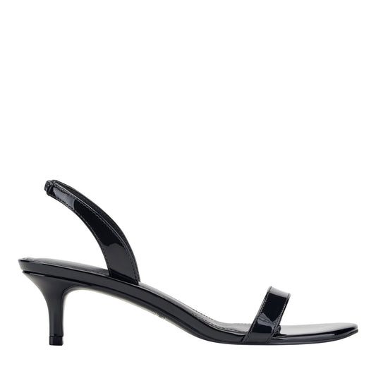 Salla Slingback Kitten Heel Sandal - Black Patent | Marc Fisher