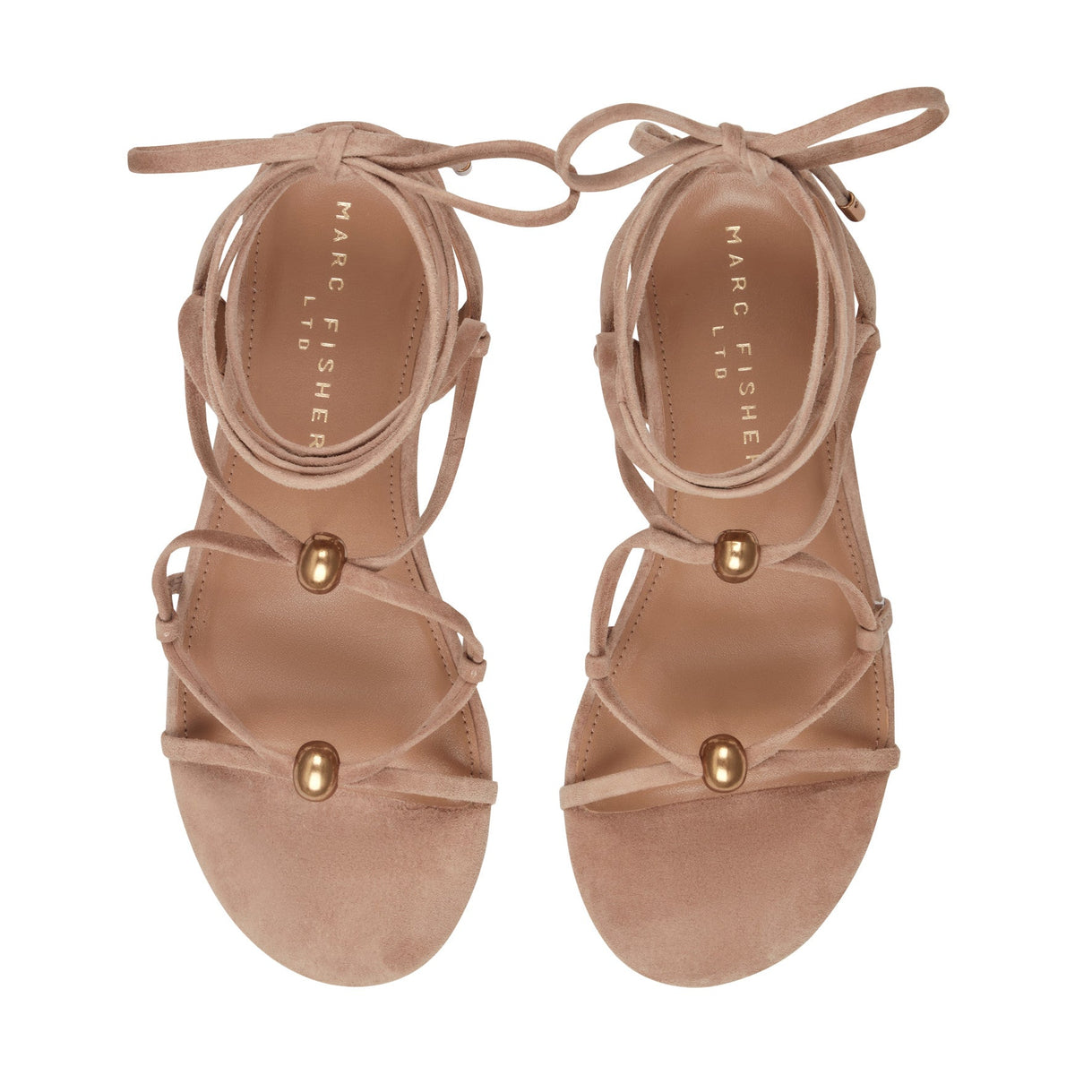 Ellan Ankle Wrap Leather Sandal - Natural Suede | Marc Fisher
