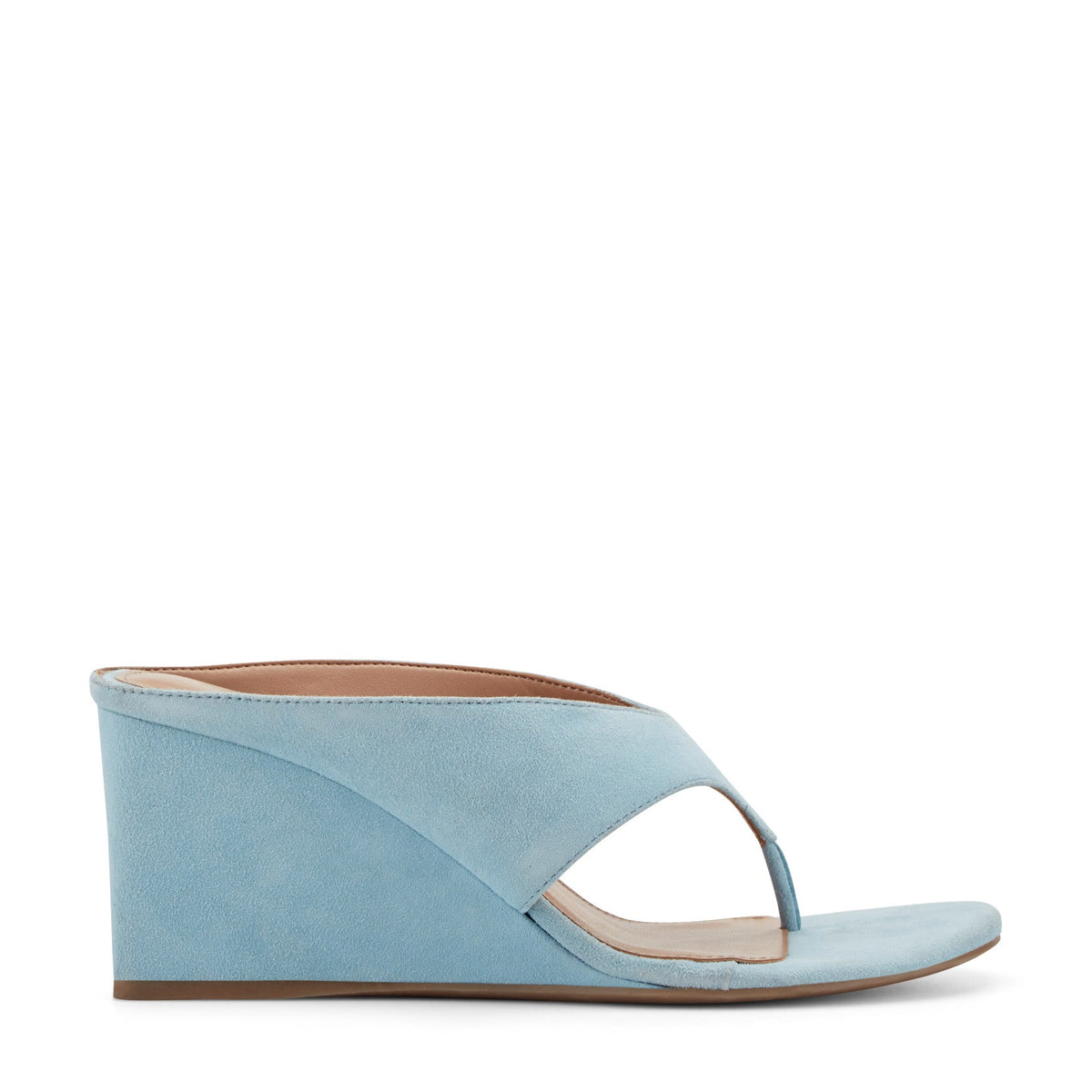 Udena Wedge Thong Sandal - Light Blue Suede | Marc Fisher