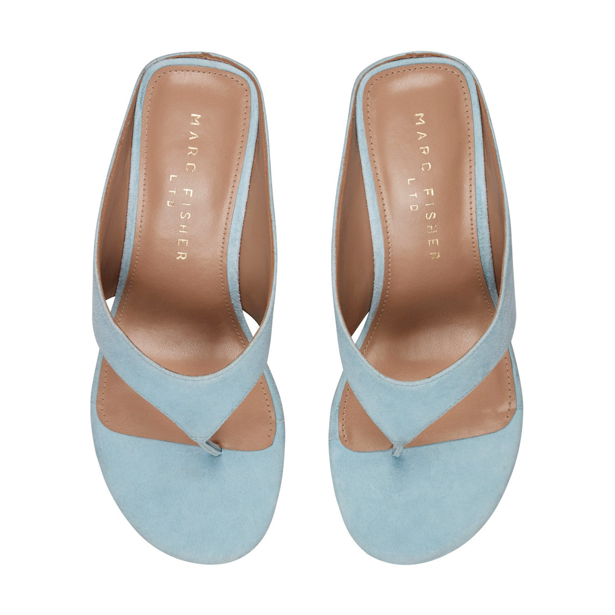 Udena Wedge Thong Sandal - Light Blue Suede | Marc Fisher