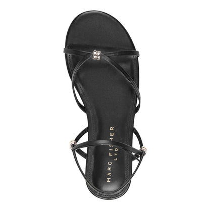Este Ankle Wrap Leather Sandal - Black Leather | Marc Fisher