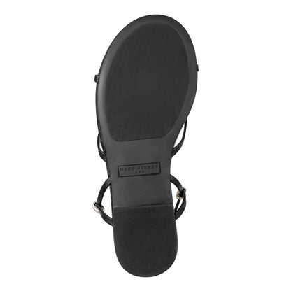 Este Ankle Wrap Leather Sandal - Black Leather | Marc Fisher