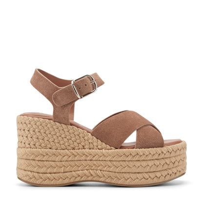 Pasion Espadrille Wedge Sandal - Brown Suede | Marc Fisher