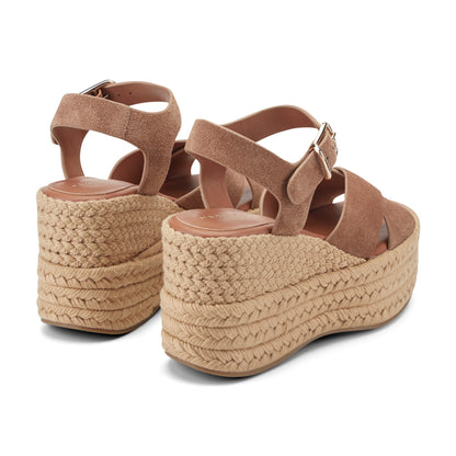 Pasion Espadrille Wedge Sandal - Brown Suede | Marc Fisher