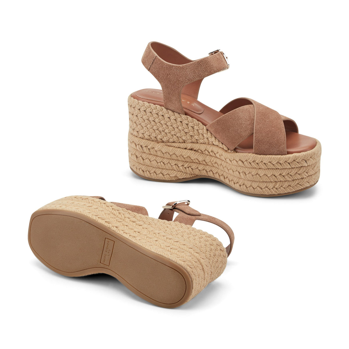 Pasion Espadrille Wedge Sandal - Brown Suede | Marc Fisher