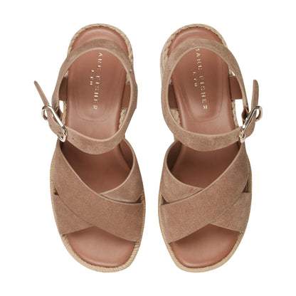 Pasion Espadrille Wedge Sandal - Brown Suede | Marc Fisher