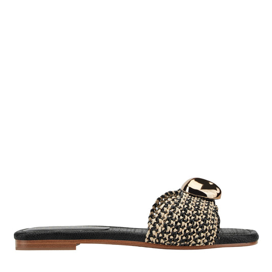 Nalena Flat Slide Sandal - Black Multi | Marc Fisher