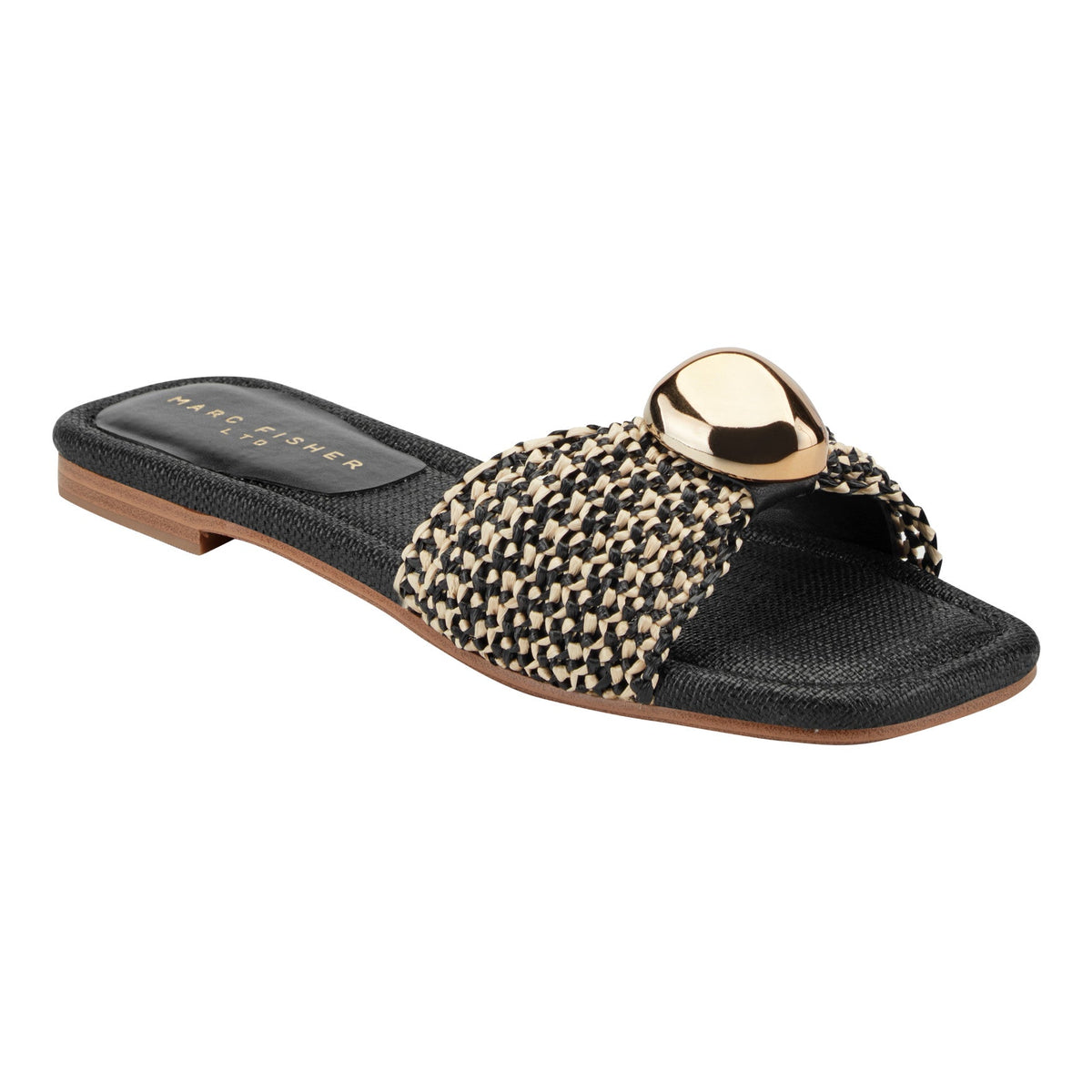 Nalena Flat Slide Sandal - Black Multi | Marc Fisher