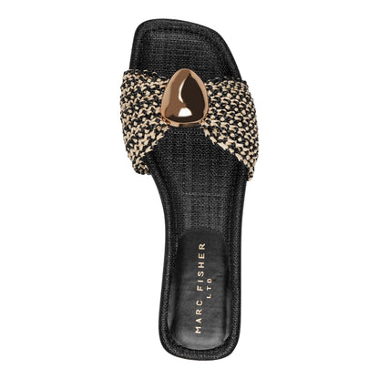 Nalena Flat Slide Sandal - Black Multi | Marc Fisher