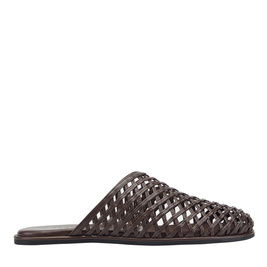 Lynzi Woven Leather Mule - Dark Brown Leather | Marc Fisher