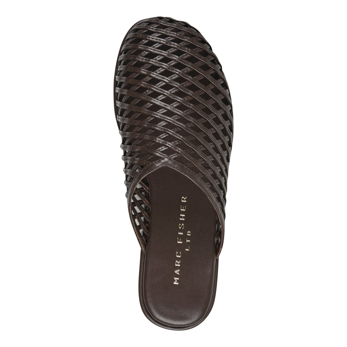 Lynzi Woven Leather Mule - Dark Brown Leather | Marc Fisher