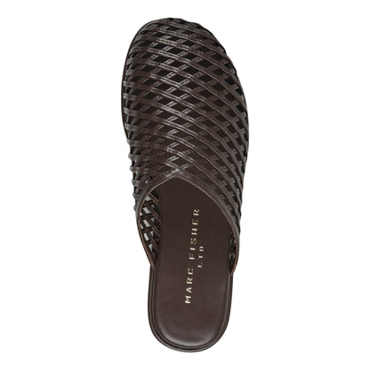 Lynzi Woven Leather Mule - Dark Brown Leather | Marc Fisher