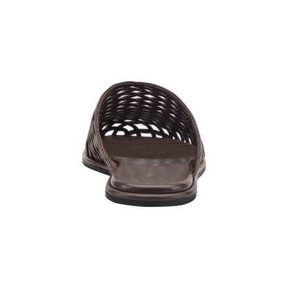 Lynzi Woven Leather Mule - Dark Brown Leather | Marc Fisher