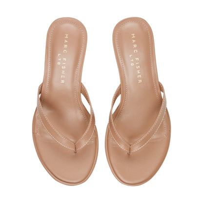 Antonia Leather Thong Sandal - Natural Leather | Marc Fisher