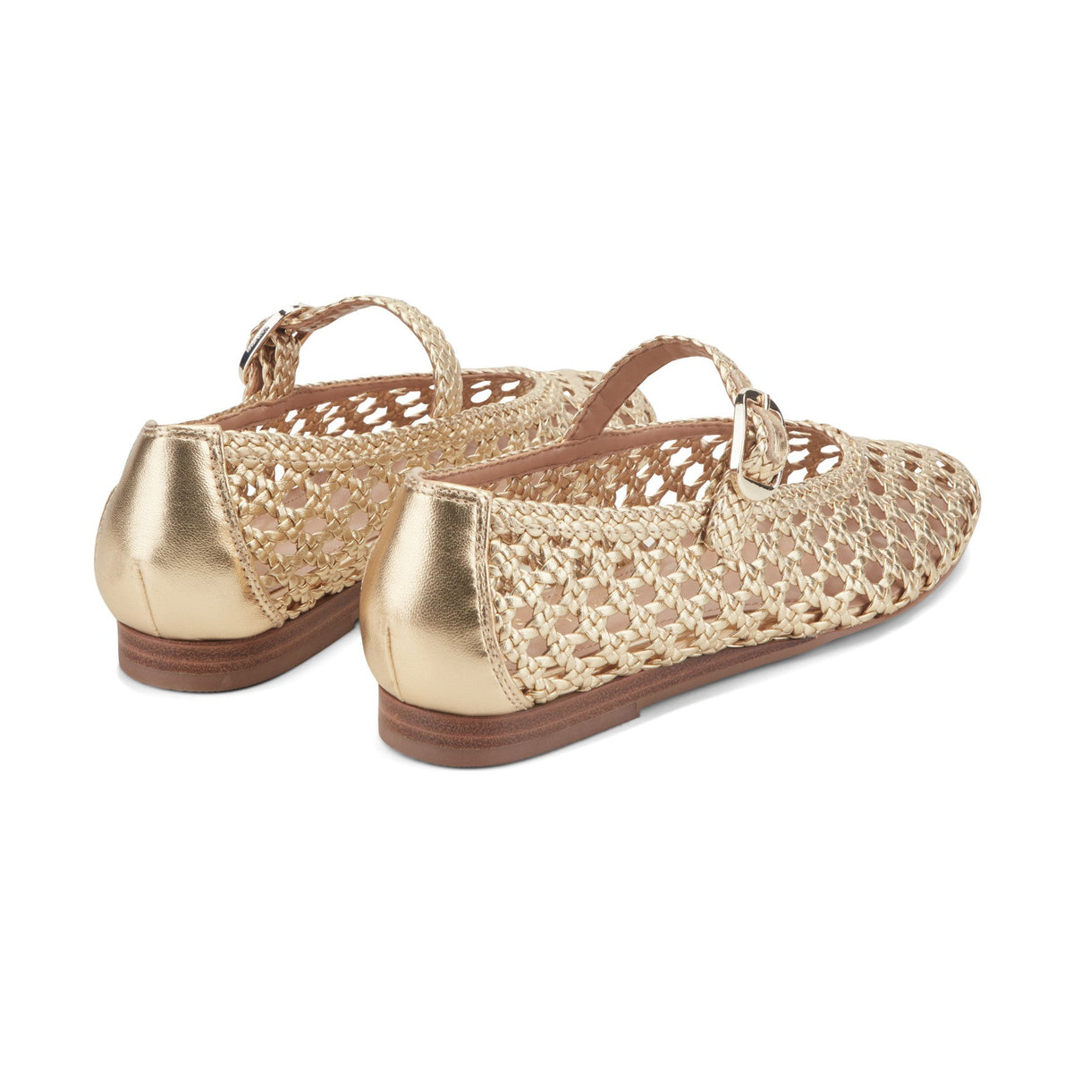 Evonna Woven Leather Mary Jane Ballet Flat - Gold Leather | Marc Fisher