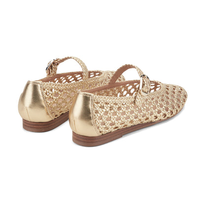 Evonna Woven Leather Mary Jane Ballet Flat - Gold Leather | Marc Fisher