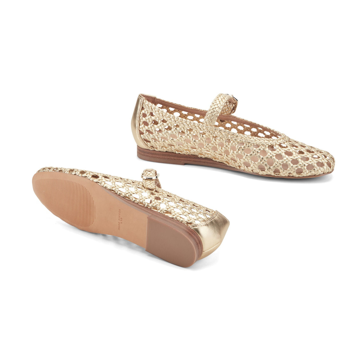 Evonna Woven Leather Mary Jane Ballet Flat - Gold Leather | Marc Fisher