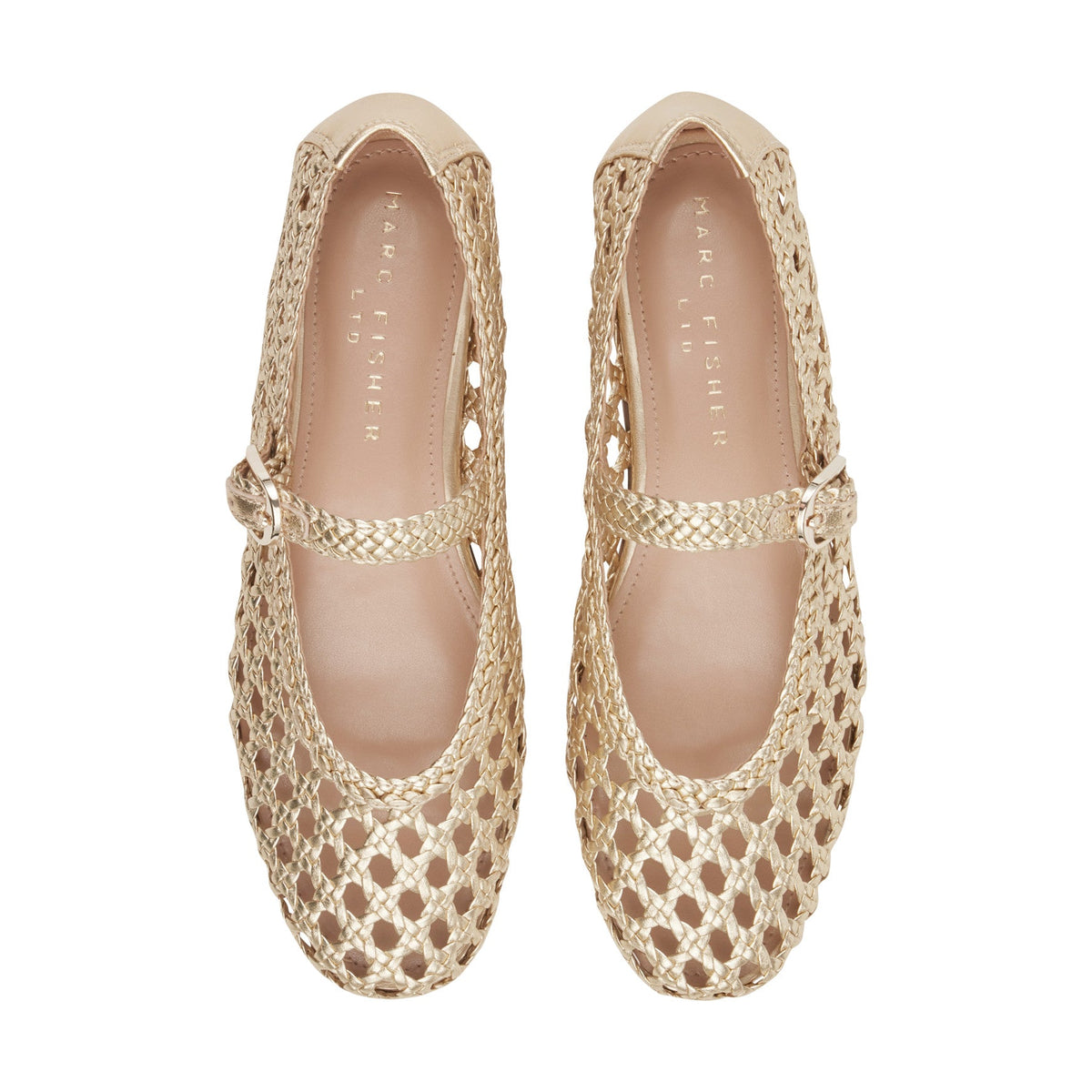 Evonna Woven Leather Mary Jane Ballet Flat - Gold Leather | Marc Fisher