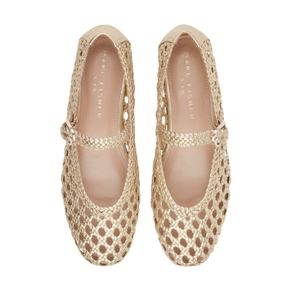 Evonna Woven Leather Mary Jane Ballet Flat - Gold Leather | Marc Fisher