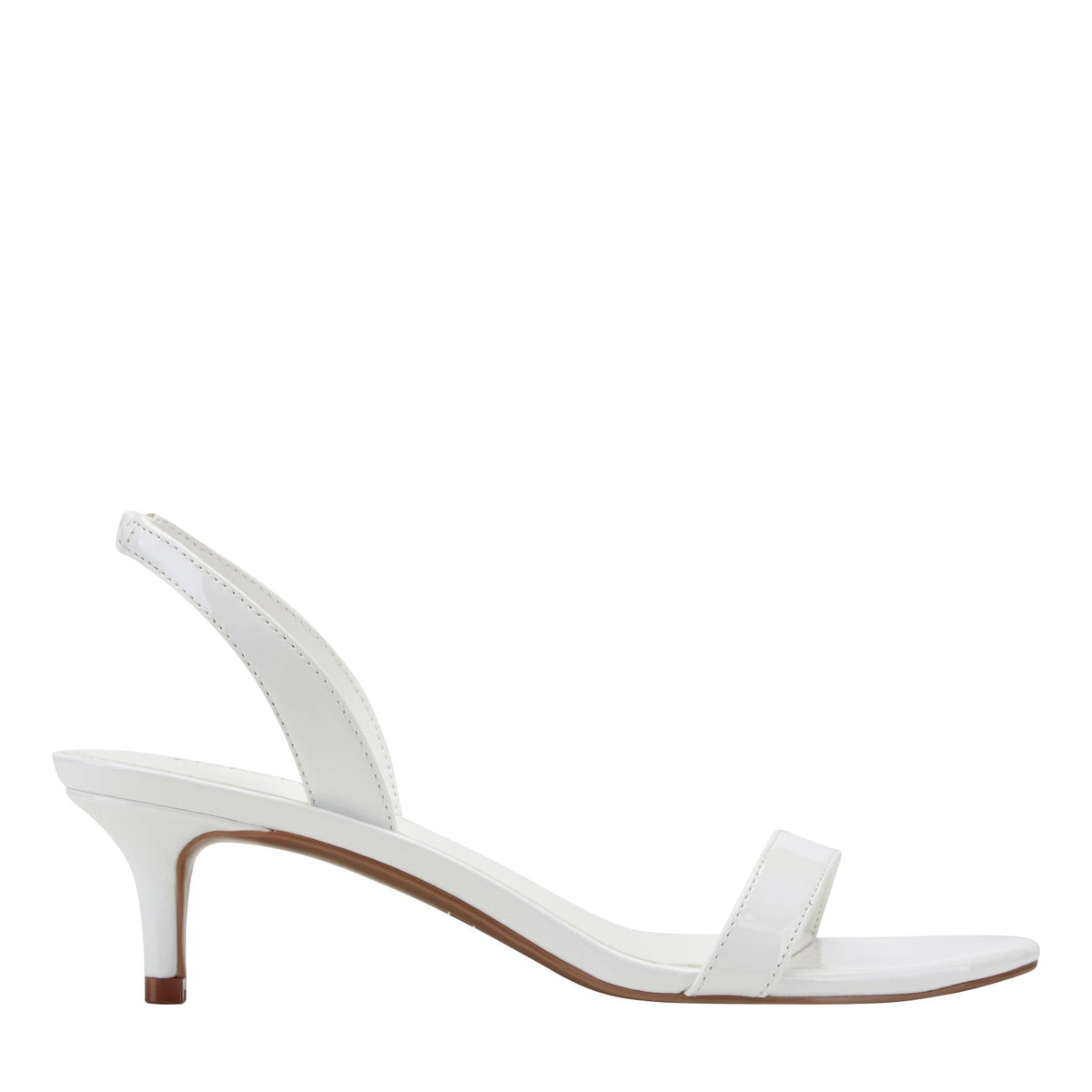 Salla Slingback Kitten Heel Sandal - White Patent | Marc Fisher