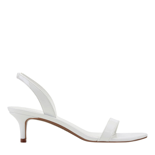 Salla Slingback Kitten Heel Sandal - White Patent | Marc Fisher