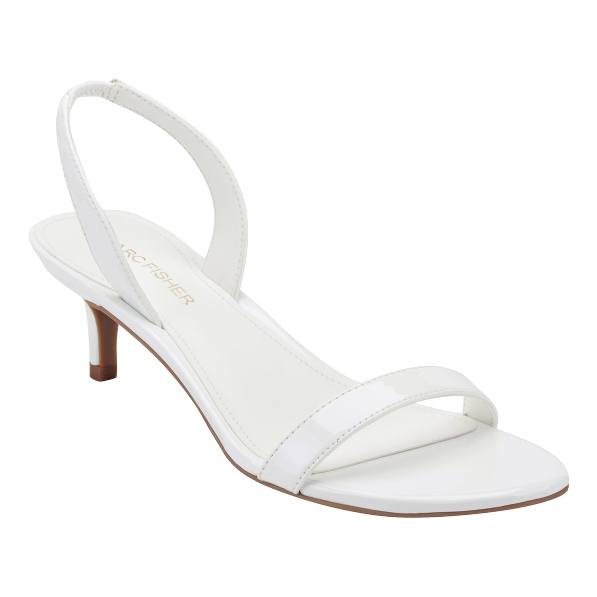 Salla Slingback Kitten Heel Sandal - White Patent | Marc Fisher