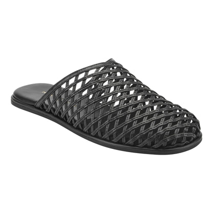 Lynzi Woven Leather Mule - Black Leather | Marc Fisher