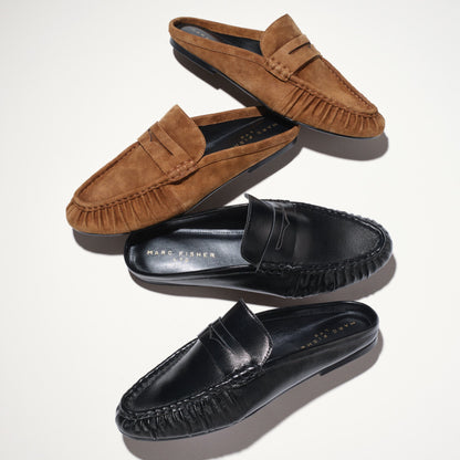 Jaynie Leather Mule Loafer - Black Leather | Marc Fisher