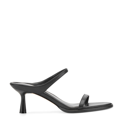 Alonde Leather Heeled Slide Sandal - Black Leather | Marc Fisher