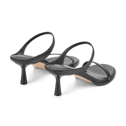 Alonde Leather Heeled Slide Sandal - Black Leather | Marc Fisher