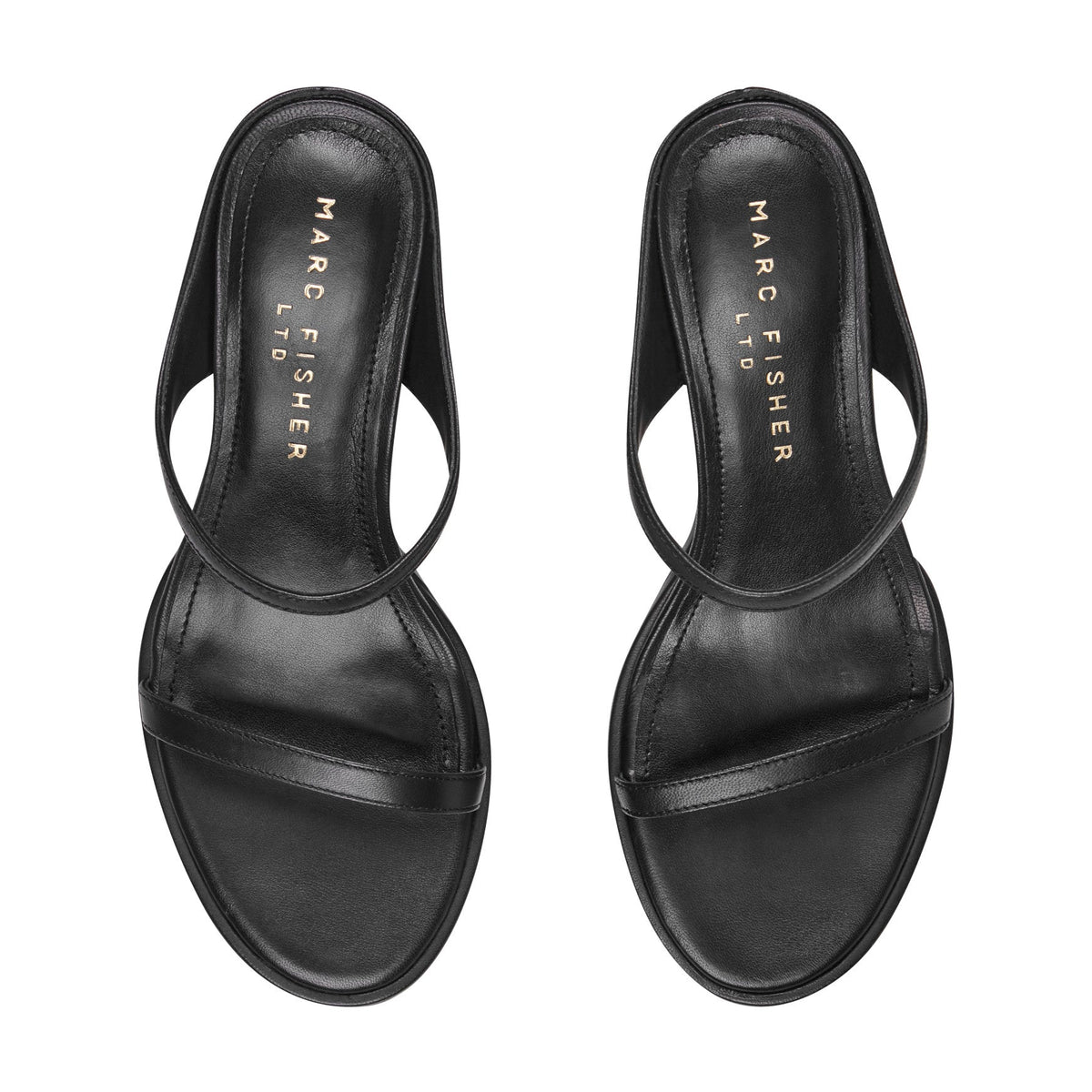 Alonde Leather Heeled Slide Sandal - Black Leather | Marc Fisher