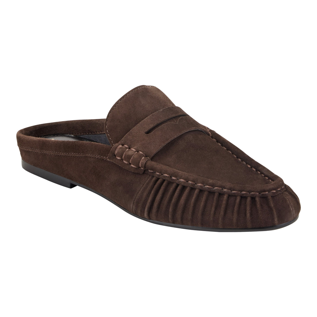 Jaynie Leather Mule Loafer - Dark Brown Suede | Marc Fisher