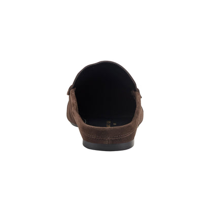 Jaynie Leather Mule Loafer - Dark Brown Suede | Marc Fisher