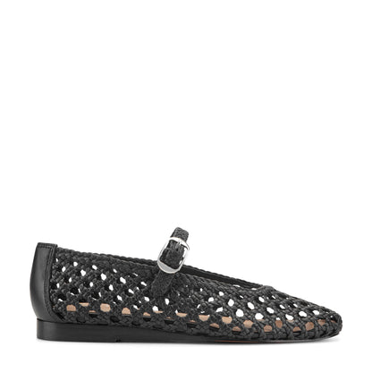 Evonna Woven Leather Mary Jane Ballet Flat - Black Leather | Marc Fisher