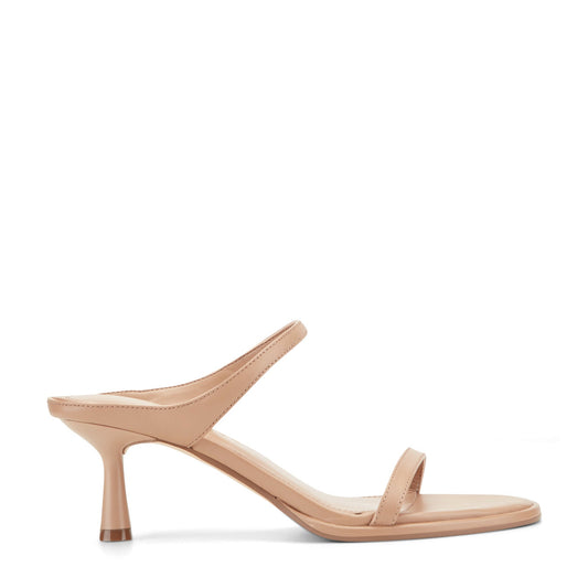 Alonde Leather Heeled Slide Sandal - Medium Natural Leather | Marc Fisher