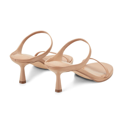 Alonde Leather Heeled Slide Sandal - Medium Natural Leather | Marc Fisher