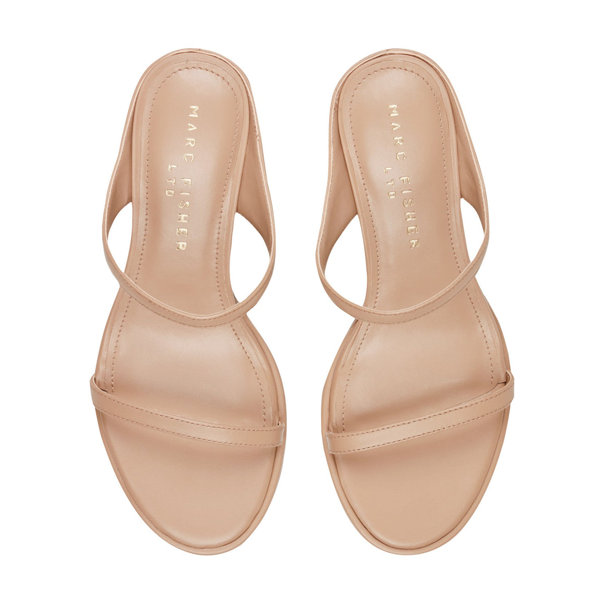 Alonde Leather Heeled Slide Sandal - Medium Natural Leather | Marc Fisher